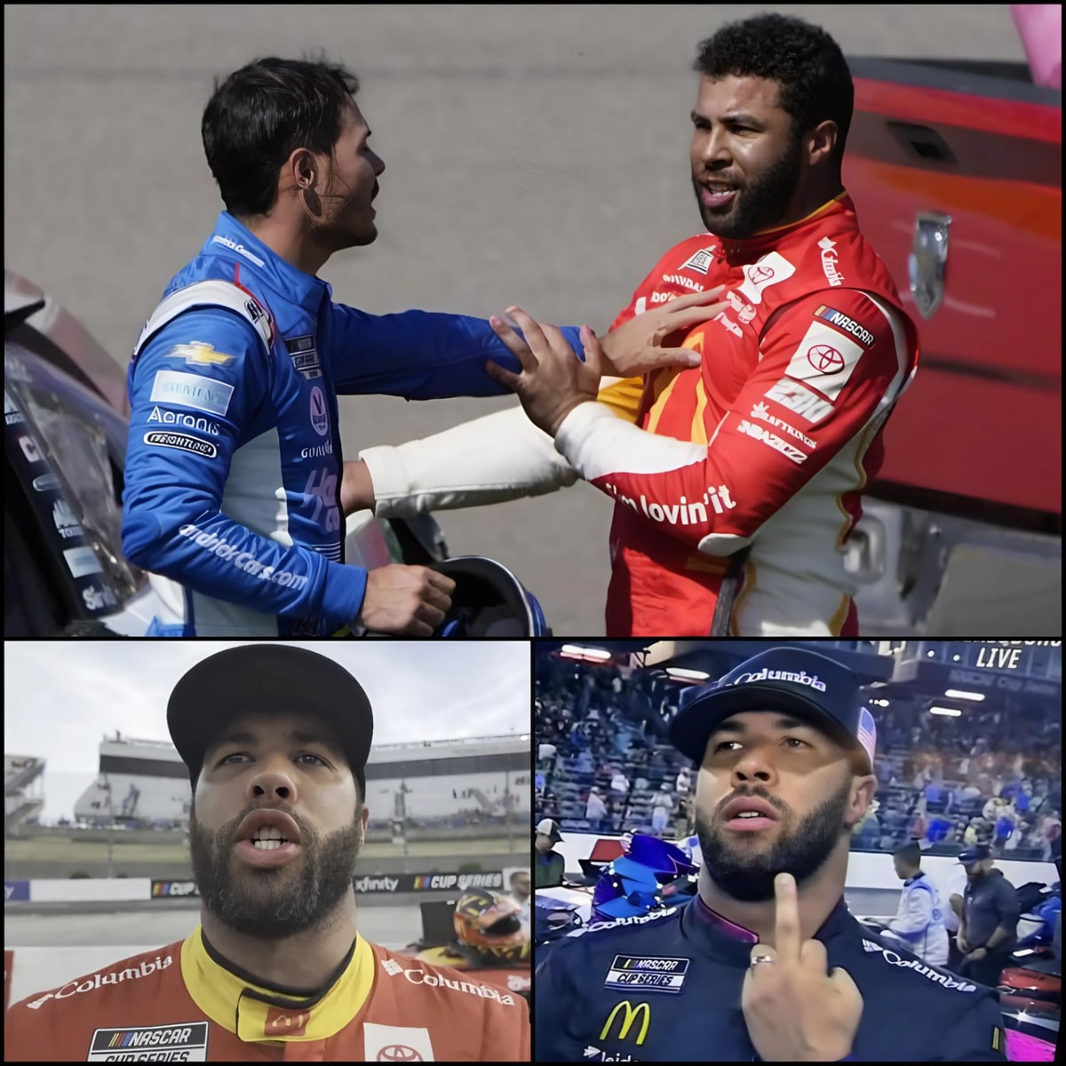 SHOCKING OUTBURST: Bubba Wallace Caught Screaming “F*cking White Boy Trash” at Kyle Larson After Intense On-Track Clash—NASCAR Fans Divided Over Explosive Moment!