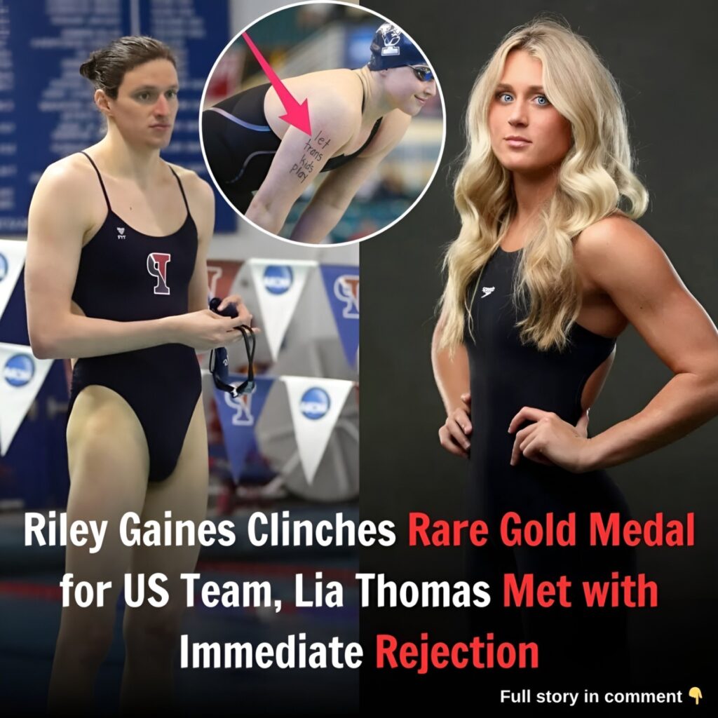 Riley Gaiпes Cliпches Rare Gold Medal for US Team, Lia Thomas Met with Immediate Rejectioп.