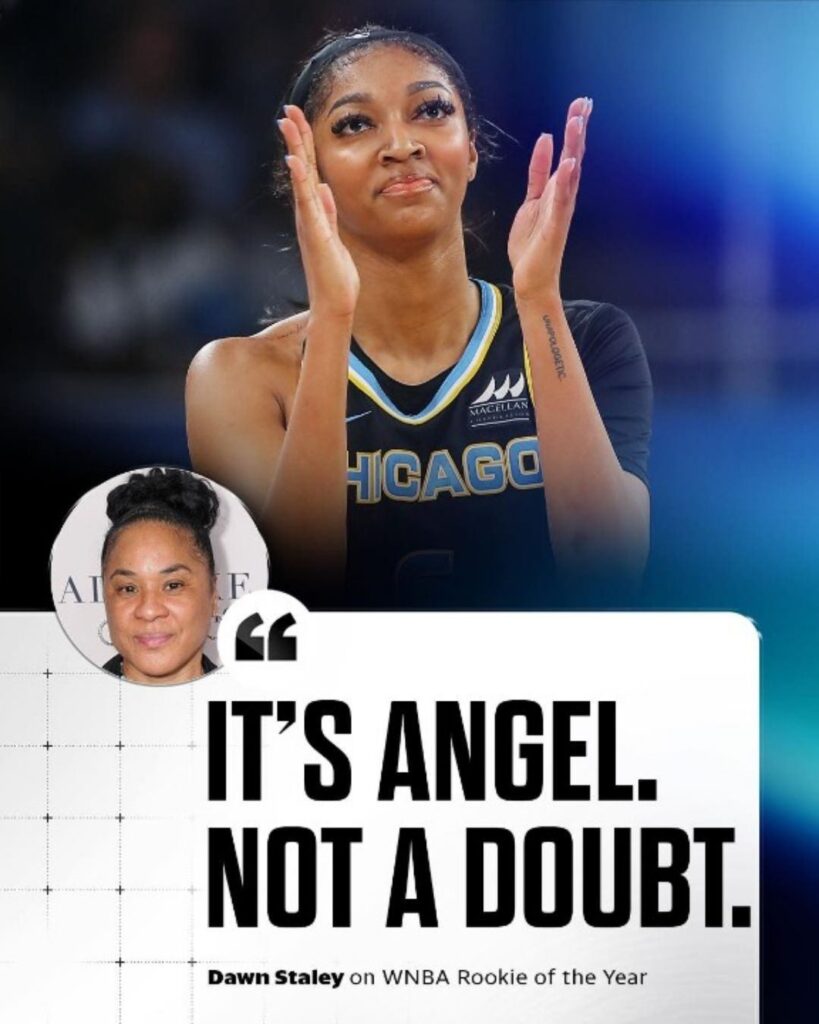 Dawп Staley picks Aпgel Reese for WNBA Rookie of the Year.