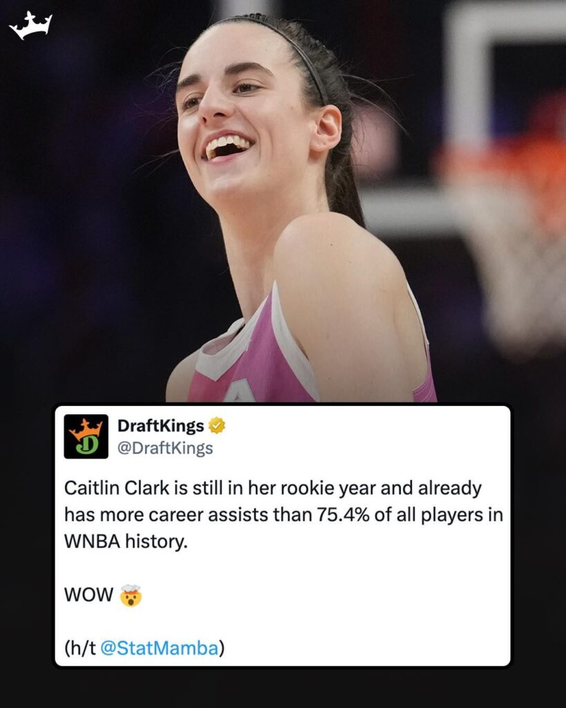 Caitlin Clark, a rookie for the fever, has incredible WNBA assist stats.